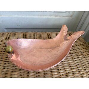 Vintage MCM Copper Footed Fish Shaped Serving Bowl Tray